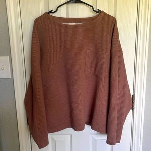 Used A New Day Size Large Mauve Ribbed Pocket Sweatshirt